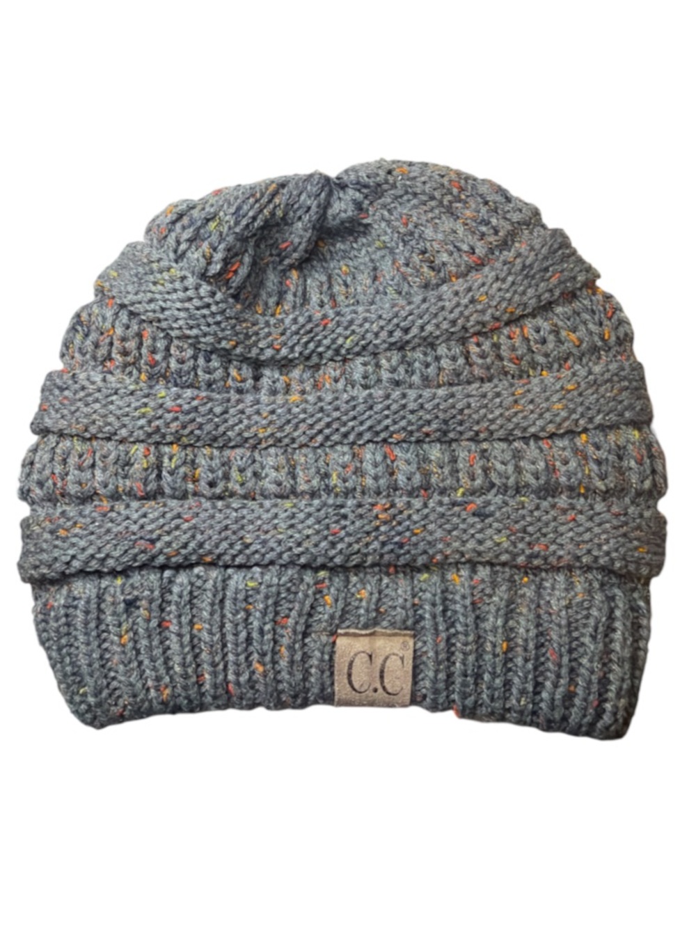 C.C Gray Knit Beanie with Multicolor Flecks